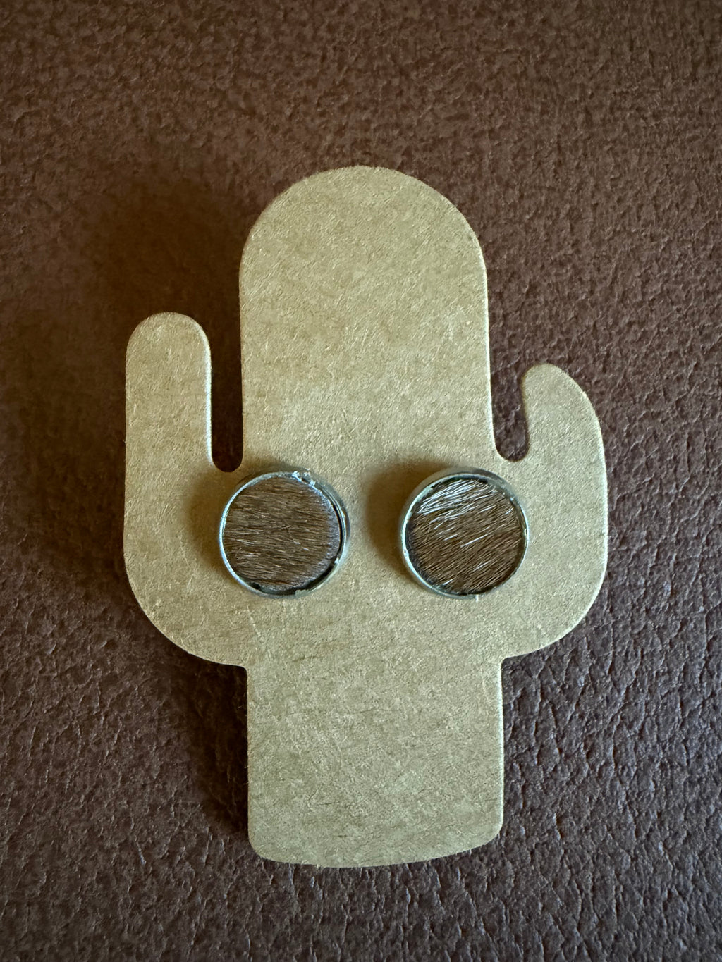 Cowhide Studs - Authentic Leather Outback Earrings (set 12)