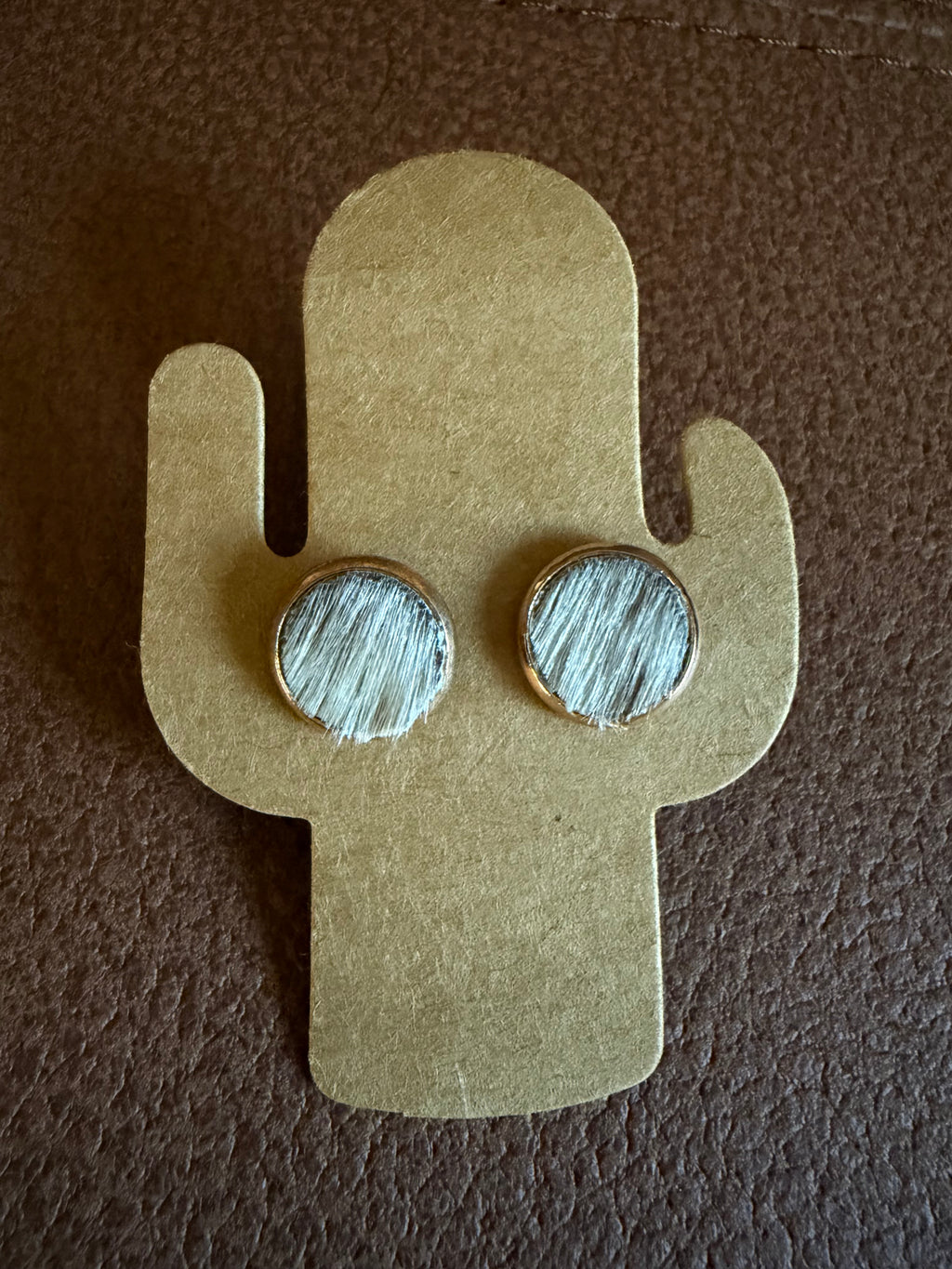 Cowhide Studs - Authentic Leather Outback Earrings (set 14)